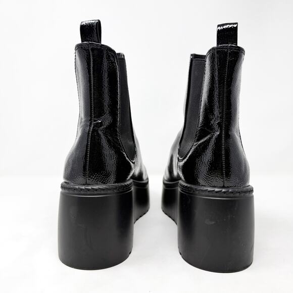 [Nine West] Henrita Black Patent Leather Platform Chelsea Ankle Boots Size 9.5 M - Picture 4 of 12